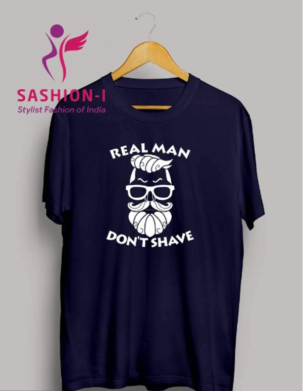 Men's Printed Half Sleeve T-Shirt-Blue - Blue